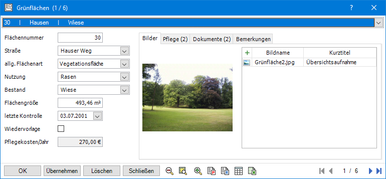 Beispielkarteikarte Grünflächen