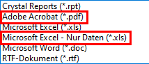 Bericht exportieren (Dateiformate)